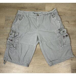 Twoce Y2K Style Baggy Gray Cotton Skate Cargo Shorts Size 38